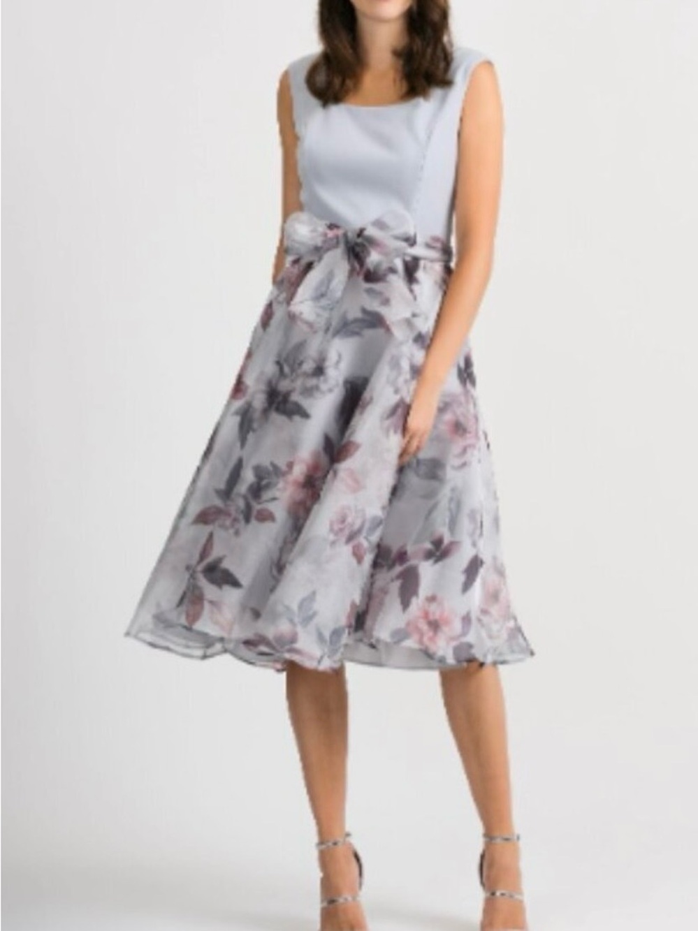 Joseph Ribkoff Floral Organza Overlay Fit & Flare Dress Size 10 Wedding Guest - Picture 4 of 10